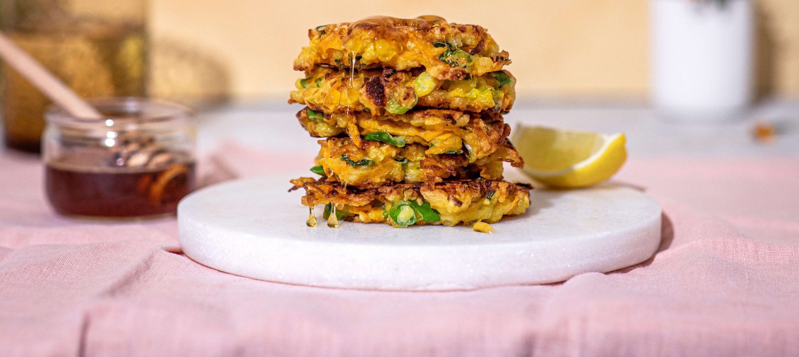 Pumpkin and Halloumi Fritters with Chilli Honey Floridia Cheese Co